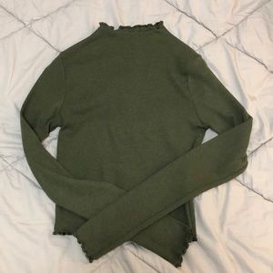 TURTLE NECK LONG SLEEVE CROP TOP